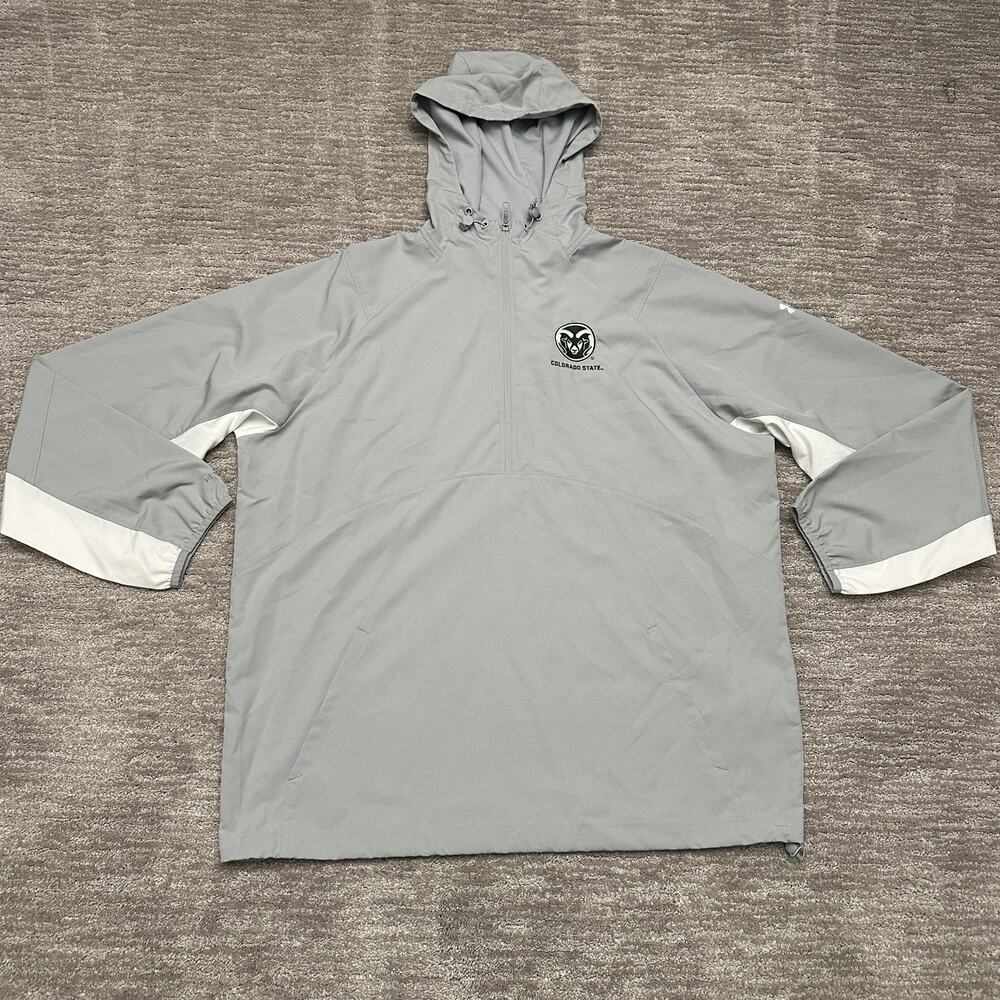 Colorado State Rams Jacket Mens XL Gray Under Armour Lightweight Windbreaker CSU